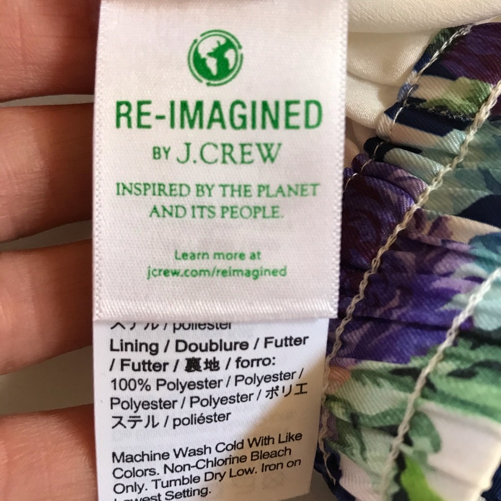 J. Crew White Floral Drawstring Pants with Blue & Purple Print - Picture 8 of 9